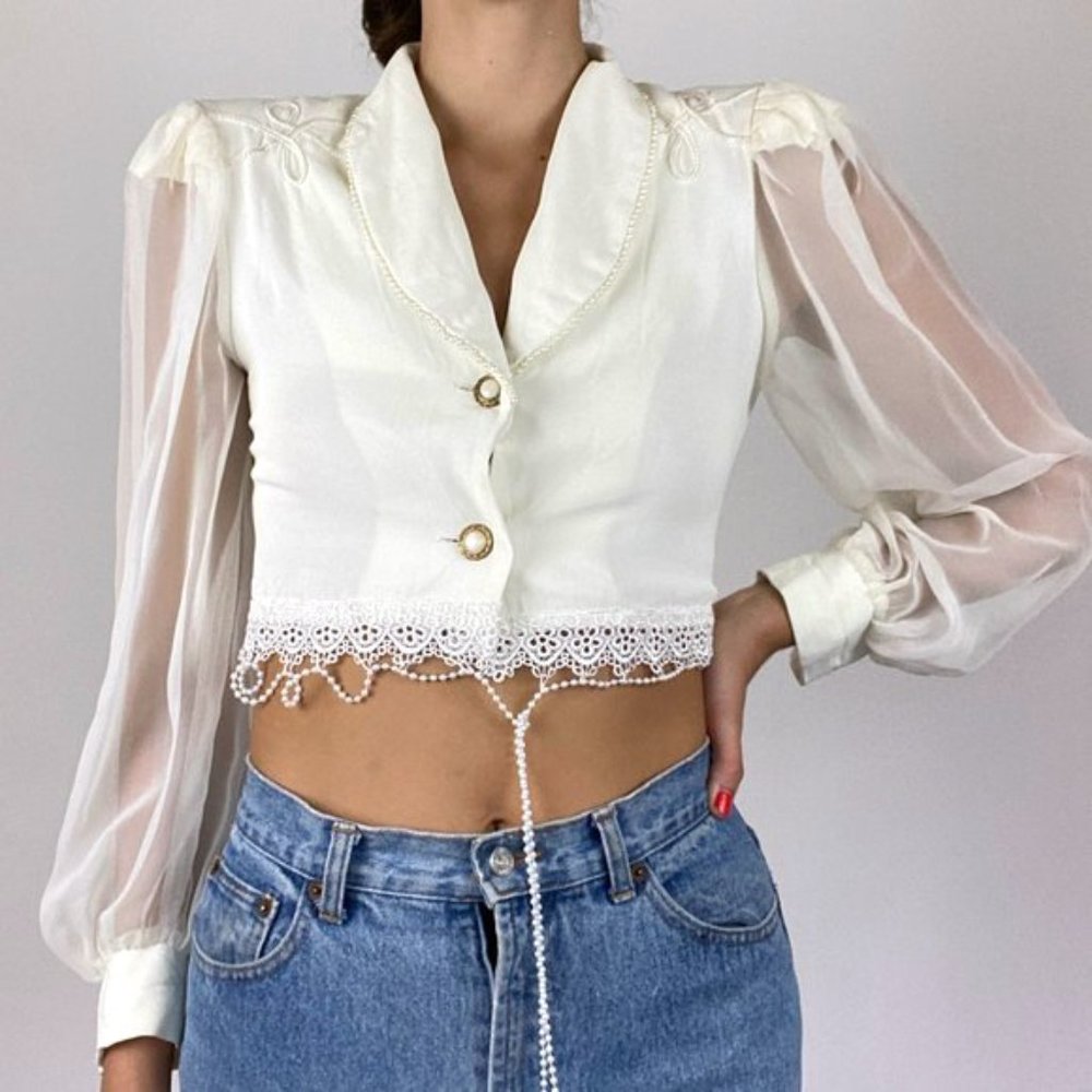 Vintage 1960's Crop Top GoGo Blouse Boho Hippie - Picture 8 of 12